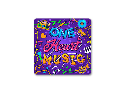 One Heart Music Album Cover cover icon illustration lettering music