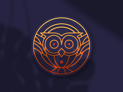 Owl Badge badge mono line monoline owl owl logo stickermule vector