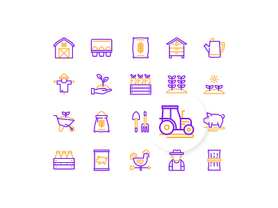 Farm Icons duotone farm farming gardening icon icon design icon set iconography interface line outline ui