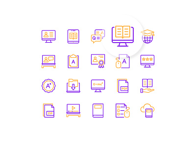 E-learning icons duotone elearning icon icon design icon set iconography interface learning outline