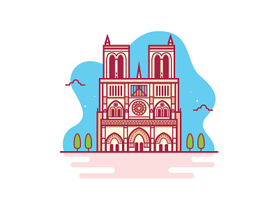 Notre Dame building building icon cathedral france landmark notredame vector vector illustration