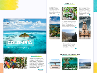Colombia's landing page colombia landing page travel app travelblog travelwebsite ui webdesign