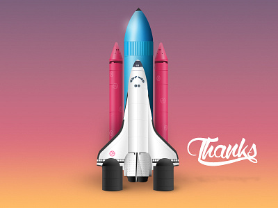 Hello Dribbble ! debut designer dribbble icon illustration journey new plane rocket shuttle space thanks
