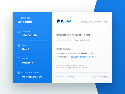 Email Receipt - Day 017 #dailyui check dailyui email finance financial payment paypal receipt report