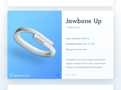 Info Card - Day 045 #dailyui card cart dailyui info jawbone product wearable