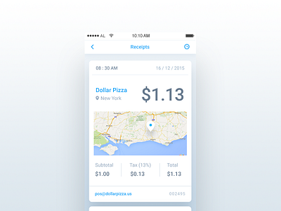 Receipt - Day 046 #dailyui app check dailyui finance location map mobile purchase receipt square ui ux