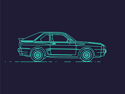 Audi Quattro Retro ai audi car illu illustration neon outline retro vehicle