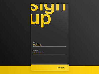 Sign up black clean interface signup simple start typo ui yellow
