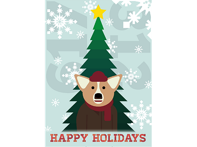 First draft, holiday card 2014 312 617 christmas corgi holiday holidays moving tree