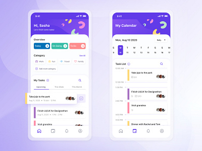 Task Management Mobile Application app app design application design ios management management app mobile purple task task management task management app task manager ui uiux uiuxdesign ux white