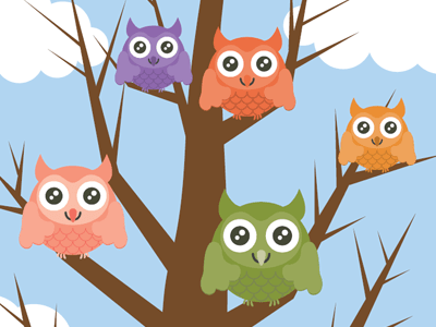 Owls from The Big Count book illustration illustrator owl print vector
