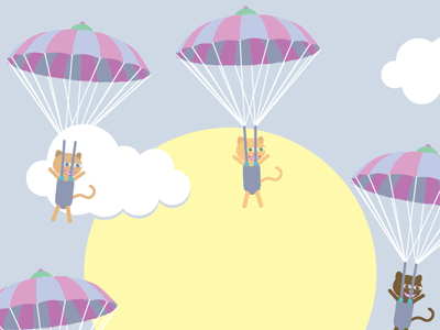 Parachuting Cats from The Big Count book cats illustration illustrator print vector