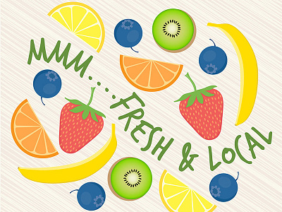 Fresh & Local fresh fruit illustration illustrator local produce vector wood