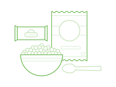 Benefits Illustration: Snacks bag benefits bowl cereal chips energy bar granola bar illustration illustrator snacks spoon