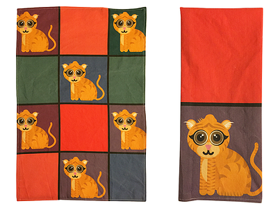 Lion Towels color blocking cotton fabric linen lion tea towel