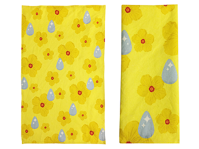Spring Towel cotton fabric flower linen raindrop spring tea towel