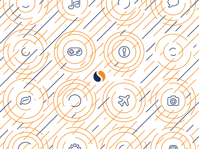 Poster blue data icons illustration illustrator motion movement orange outline poster