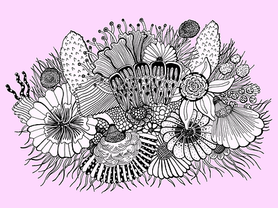 Bunch of Flowers bouquet flowers hand drawn photoshop