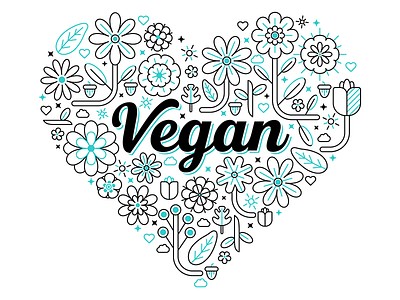 Vegan Plant Heart floral flowers heart illustration illustrator plants vector vegan