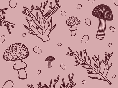 Nature Things branch hand drawn illustration illustrator mushroom nature tree