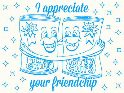I appreciate your friendchip chips friendship hand drawn illustrator vector