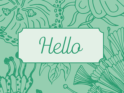 Hello card floral flowers green hello