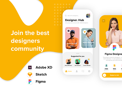 Designer Community Mobile App UI Design adobe xd app app design art artist creative design design art designer graphic design illustration inspiration mobile app mobile ui ui ui design uiux uiuxdesign uiuxdesigner uxdesign