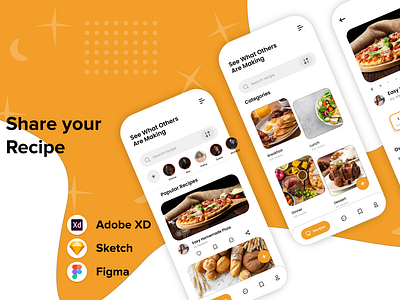 Sharing Recipe Mobile App UI Design