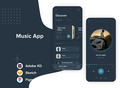 Music App UI Design adobe xd app app design art creative design graphic design illustration inspiration mobile app mobile design mobile ui mobile uiux ui ui design uiux uiux designer uiuxdesign uiuxdesigner uxdesign