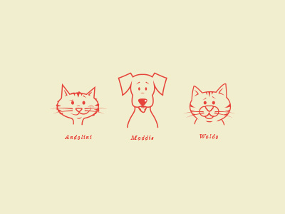 La Familia cartoon cat design dog family pets portrait