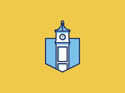 Clock Tower dos blue brand clock tower kingston logo shade symmetry thick lines yellow