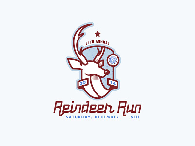 Reindeer Run 5k antler badge christmas contest december deer halftone reindeer run snowflake star