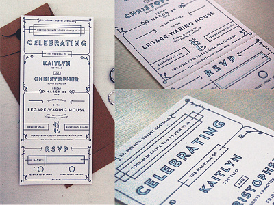 Invite celebration charleston copperdog cotton invitation letterpress one long piece rsvp stationary wedding