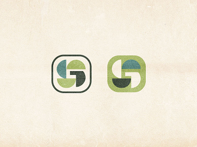 Shapes g icon logo midcentury old retro semicircle square textured vintage