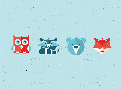 Critters baby bear characters fox geometric illustrations nursery owl raccoon shapes