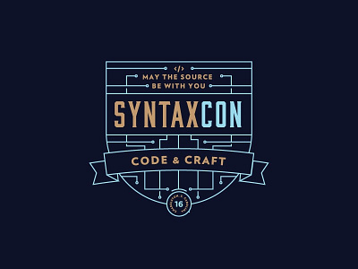 Syntax Con charleston code conference convention design developers logo monoline source syntax type