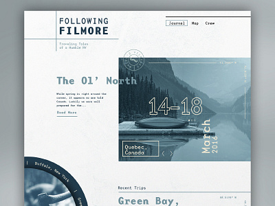 Following Filmore blog camping layout monochrome rv travel blog ui ux web wilderness