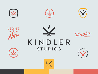 KS brand fire icon kindle logo script studio tag wordmark