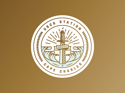 USCG Station Cape Charles badge coast guard coin logo military nautical sea seal station sword waves