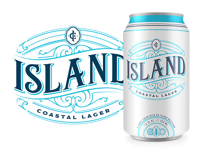 ICL beer can cigar coastal design floral island lager monogram palette typography