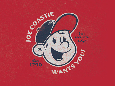 Joe Coastie cartoon character coast guard puddle pirate recruitment retro vintage