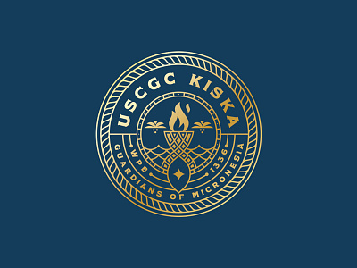 CGC KISKA coast guard crest fire gold guam nautical puddle pirate seal shield unit emblem
