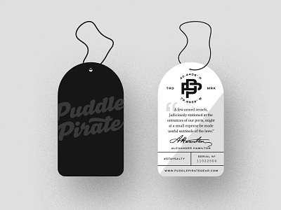Puddle Pirate Hang Tags apparel brand clothing design hang tags logo monogram script tags