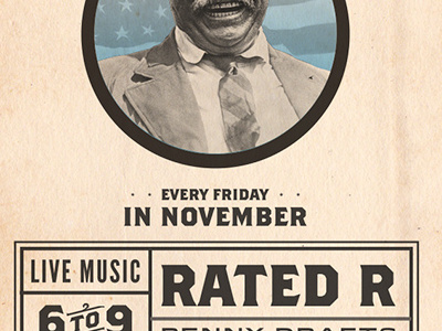 Ye ol' Partio... Laughin' Teddy america band poster blue brothers jam mustache paper president rawberry roosevelt teddy typography vintage