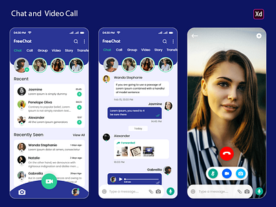 Chat App android app call chatsocialapp concept design groups ios mockups uikit video videocall