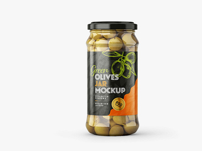 Olive Glass Jar Mockup