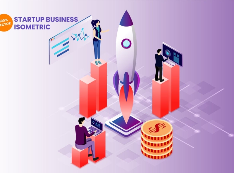 Startup Business Vector Illustration 3d branding business design graphic design illustration isometric logo startup typography ui ux vector