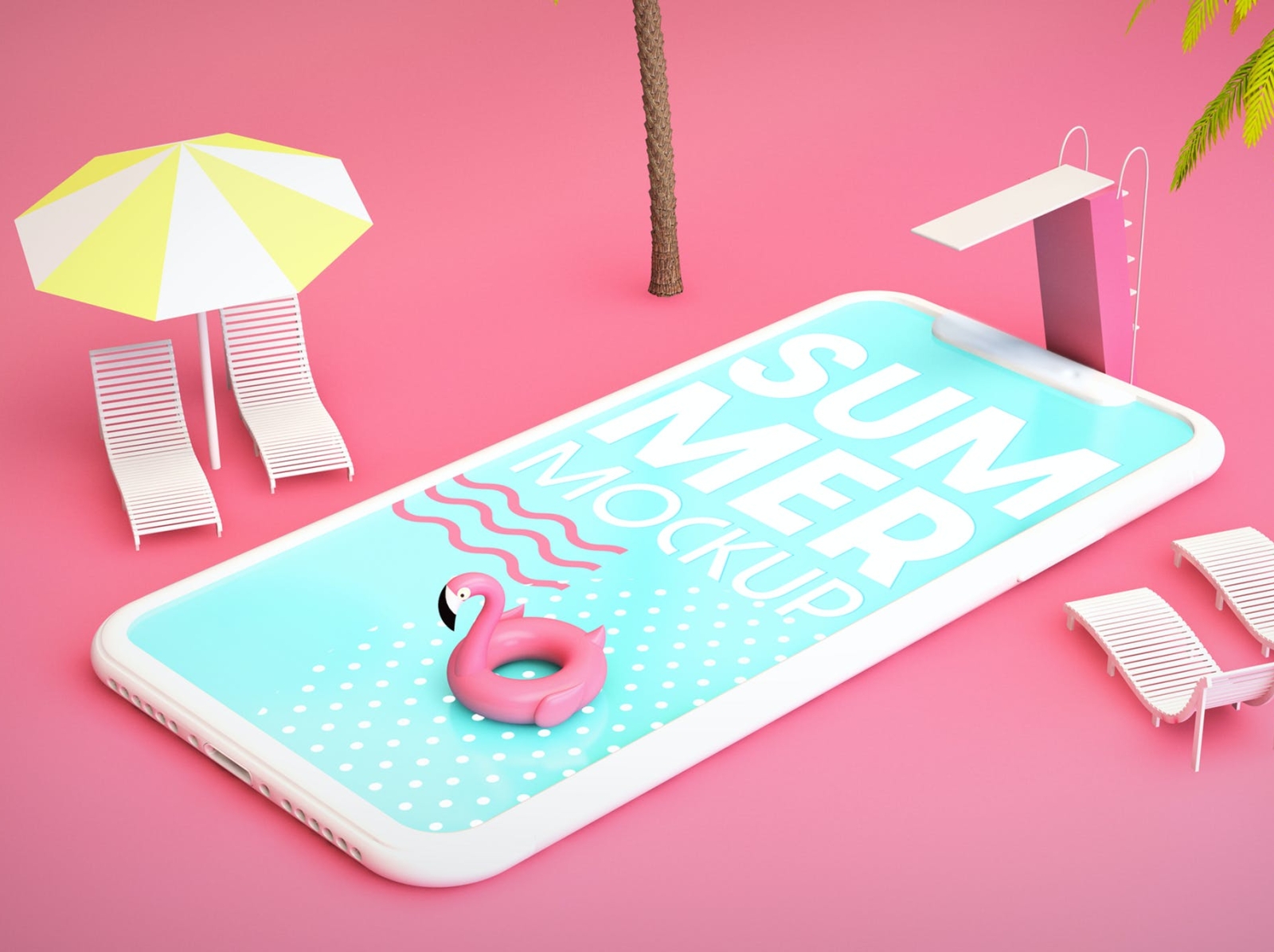 Swimming Pool Summer Concept Mobile Mockup