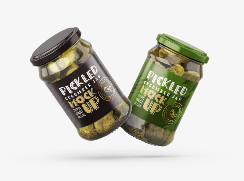 Pickle Jar Mockups 3d branding design graphic design illustration jar jar mockup logo mockup packaging packaging design pickle typography ui ux vector