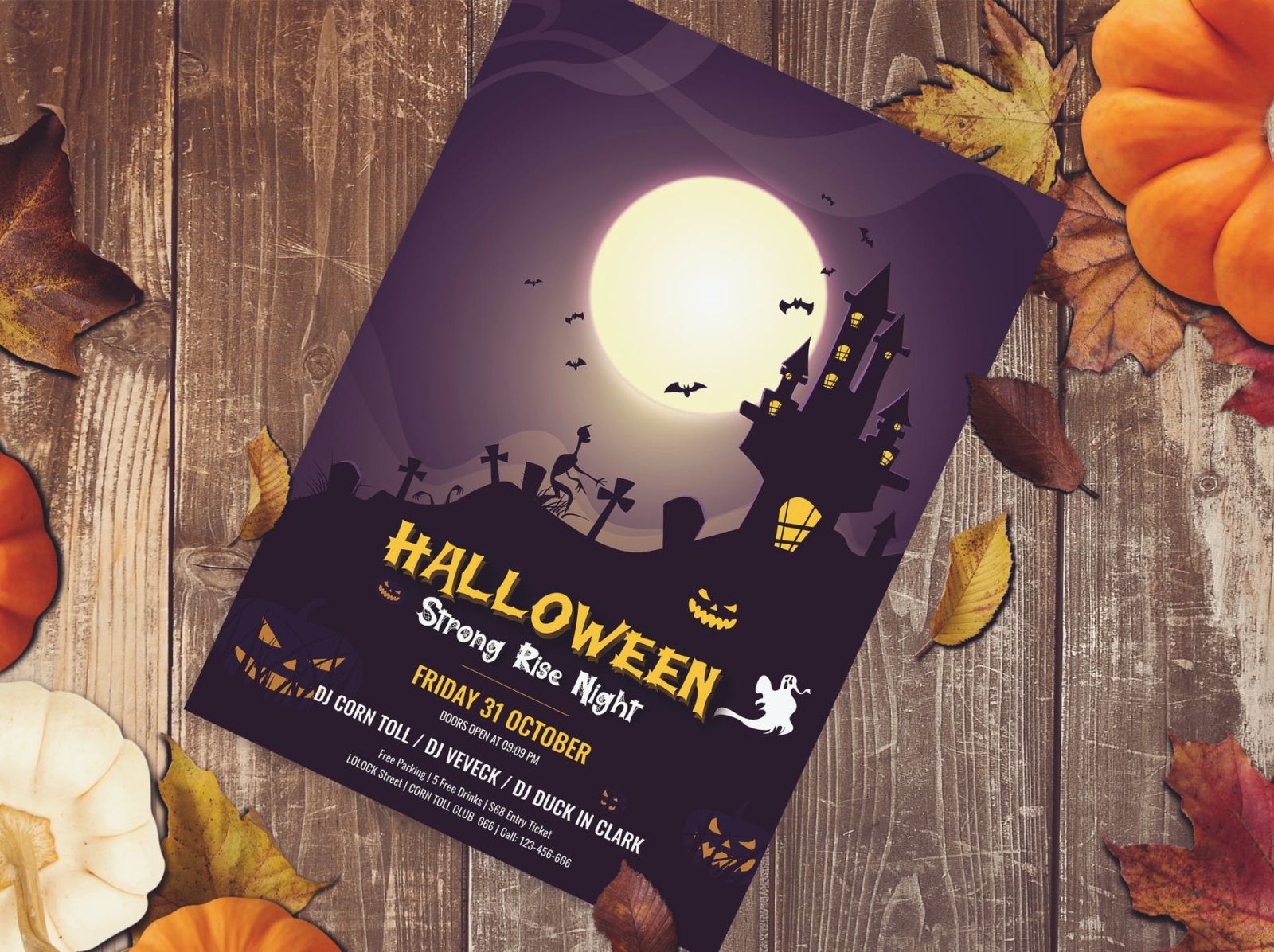 Halloween Party Flyer 3d branding brochure design flyer graphic design halloween illustration logo night party pumpkin spooky typography ui ux vector
